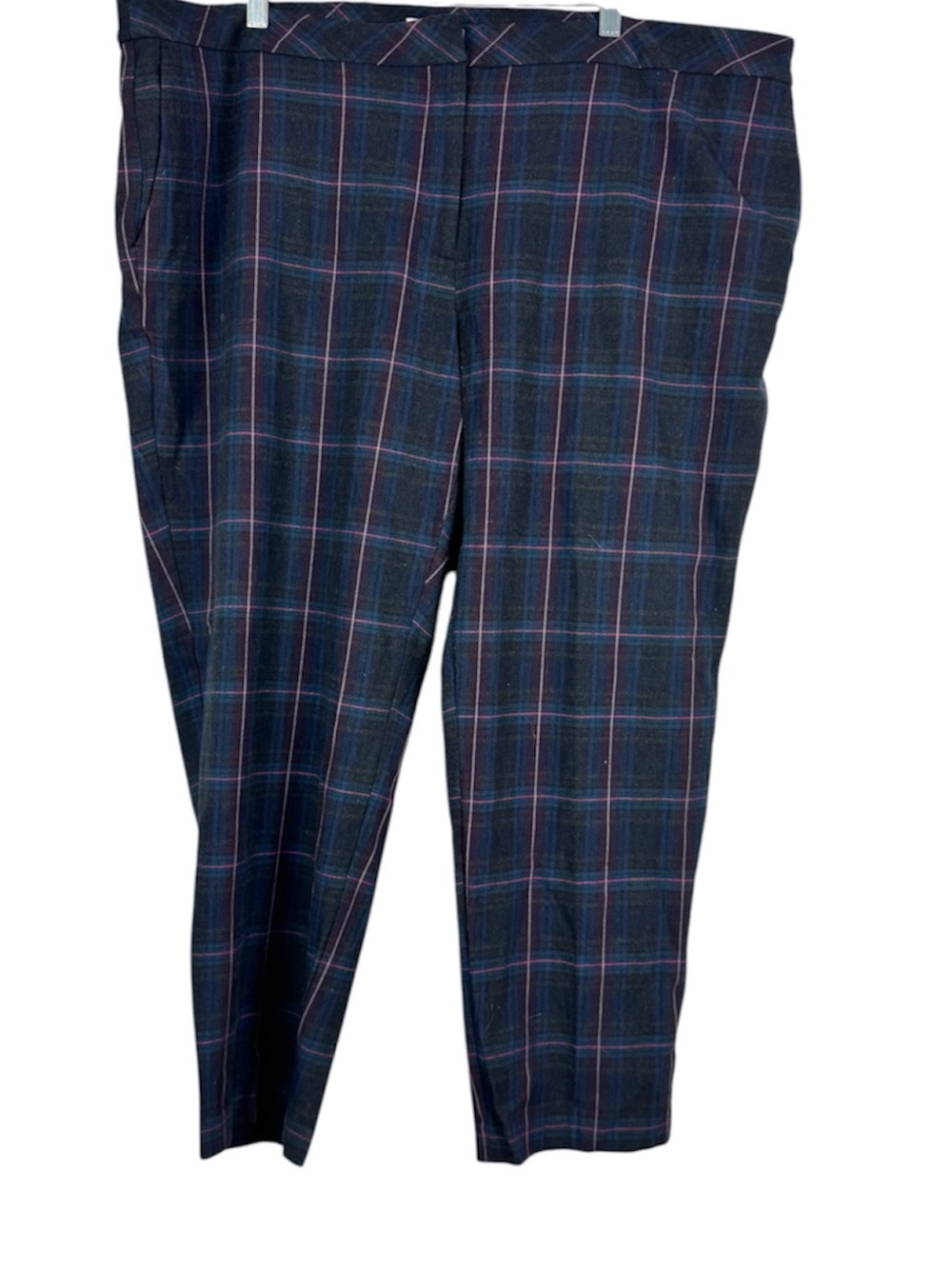 J. Jill Premium Bi-Stretch Navy Pink Plaid Dress Pants Windowpane Plus Size 24